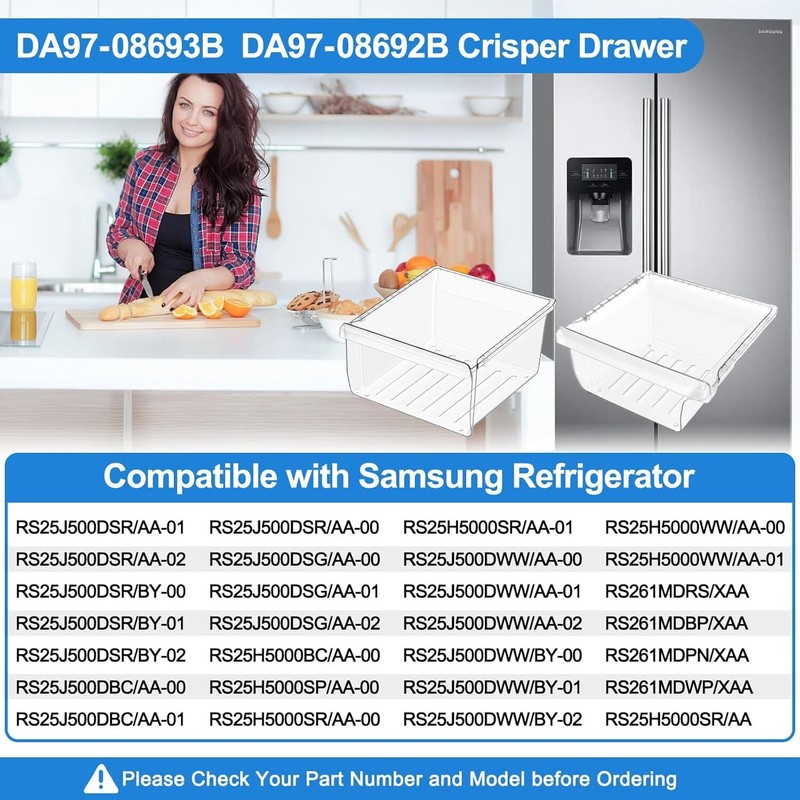New DA97-08693B Refrigerator Crisper Drawer Upper DA97-08692B Fridge Crisper Bin gallery