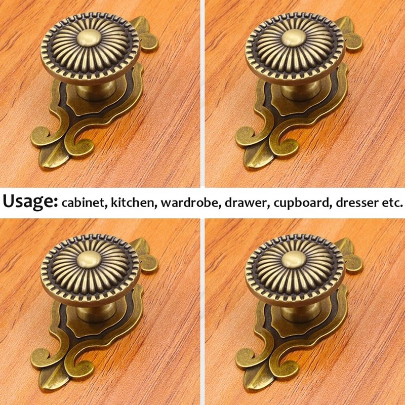 Brass Cabinet Knobs, Vintage Retro Mushroom Drawer Knobs with Backplate, Dres... gallery