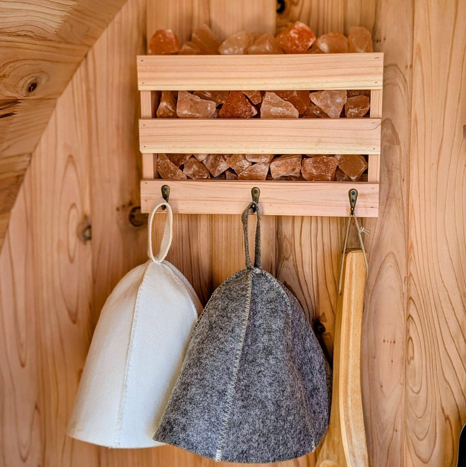 Himalayan Salt Hanging Sauna Box with Hooks, Cedar Wood, Relaxing Spa Decor gallery