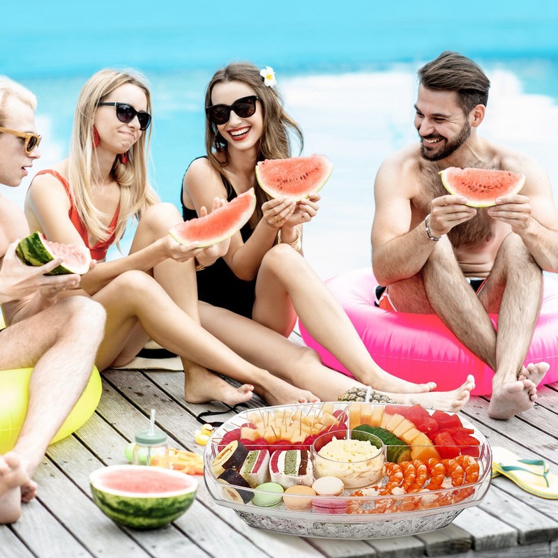 Fruit Ice Serving Tray - Chilled Veggie Tray Shrimp Cocktail Serving Dish w/ Lid gallery