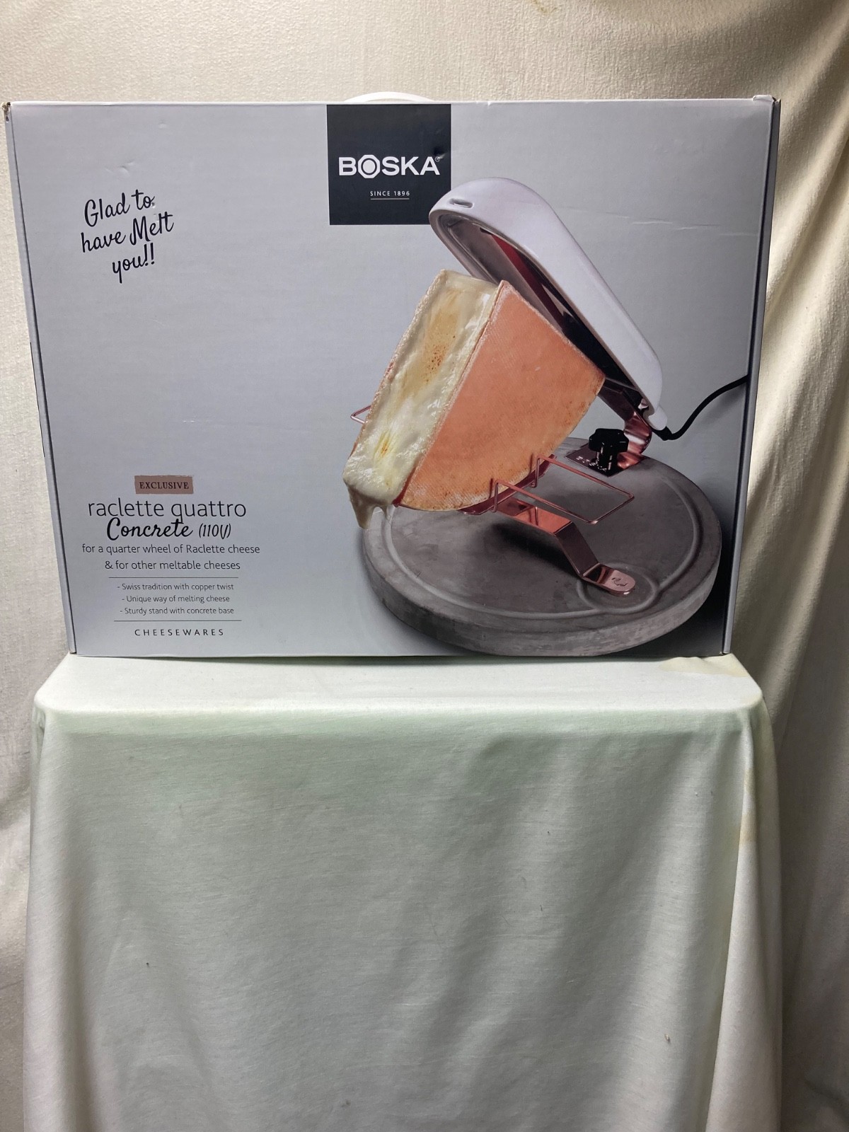Boska Raclette Quattro Concrete Quarter Wheel Cheese Melter 851502 NEW NIB gallery