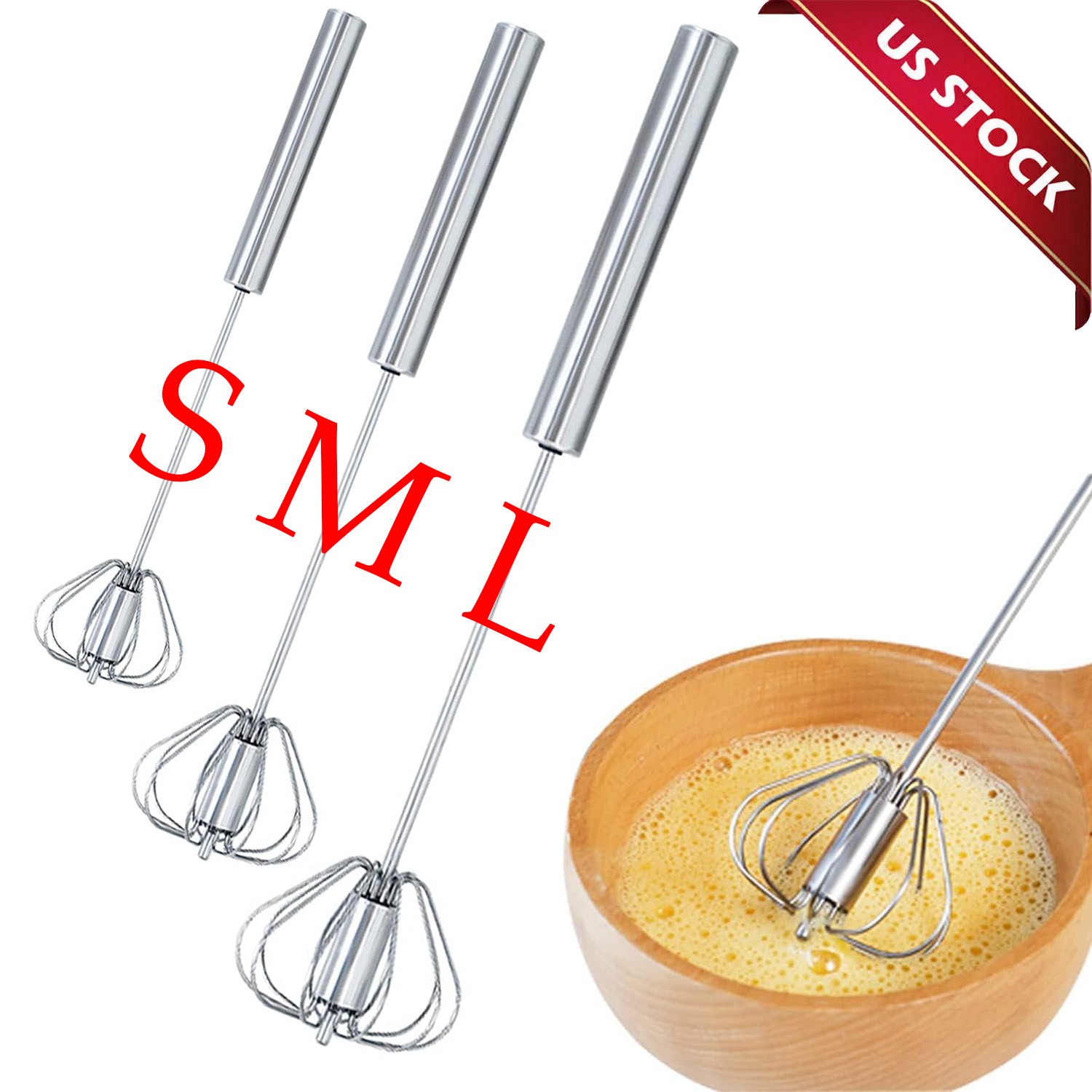 Semi-Automatic Egg Whisk Hand Push Egg Beater Stainless Steel Blender Mixer Whis gallery