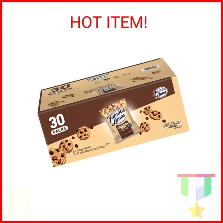Famous Amos Original Recipe Chocolate Chip Bite-Size Cookies, 30 Pack Box, 30 oz gallery