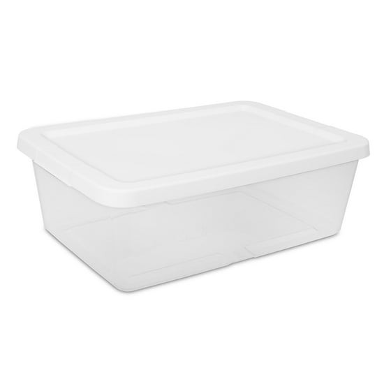 (4) 12 Quart Storage Boxes, Clear Plastic Storage Bin with Snap-On Lid, White gallery