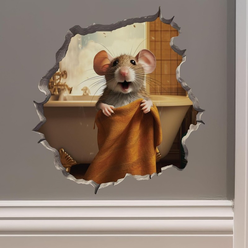 Charming Cartoon Mouse Wall Sticker - Perfect for Kids’ Spaces and Bathrooms gallery