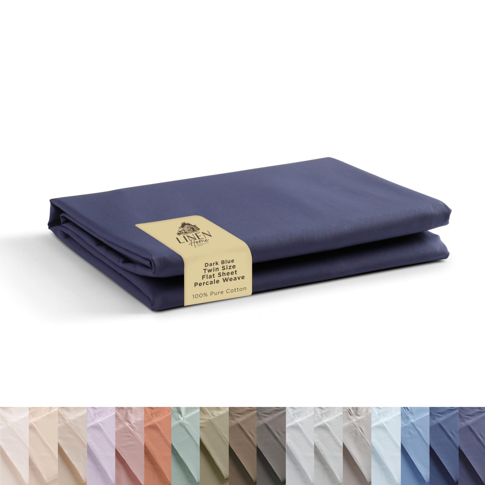 Linen Home 100% Cotton Percale 1 Flat Sheet, Twin Size - Crisp, Cool and Stro... gallery