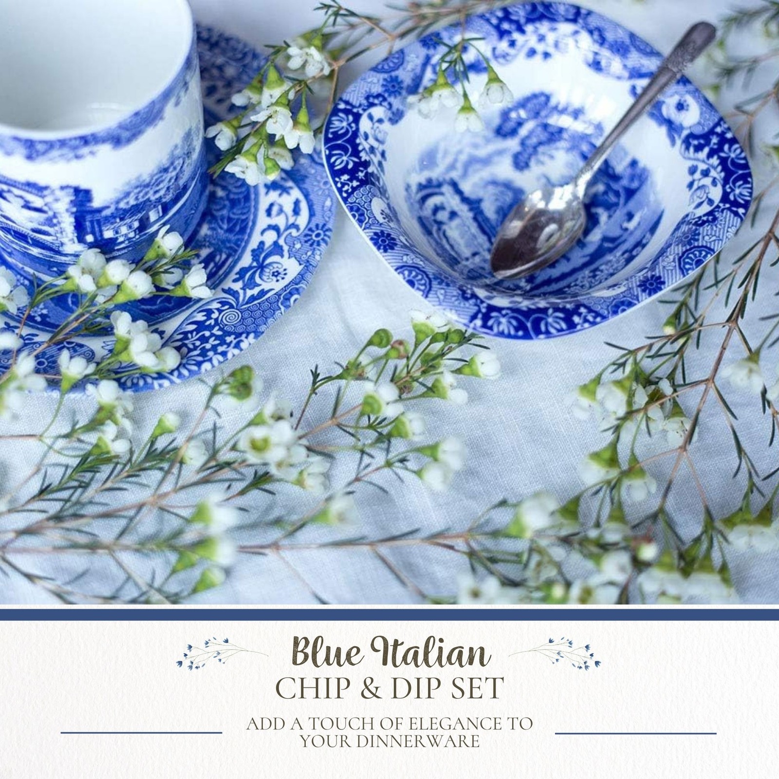 Spode Blue Italian Collection Porcelain Dipping Dishes, Set of 3, 5", Blue White gallery