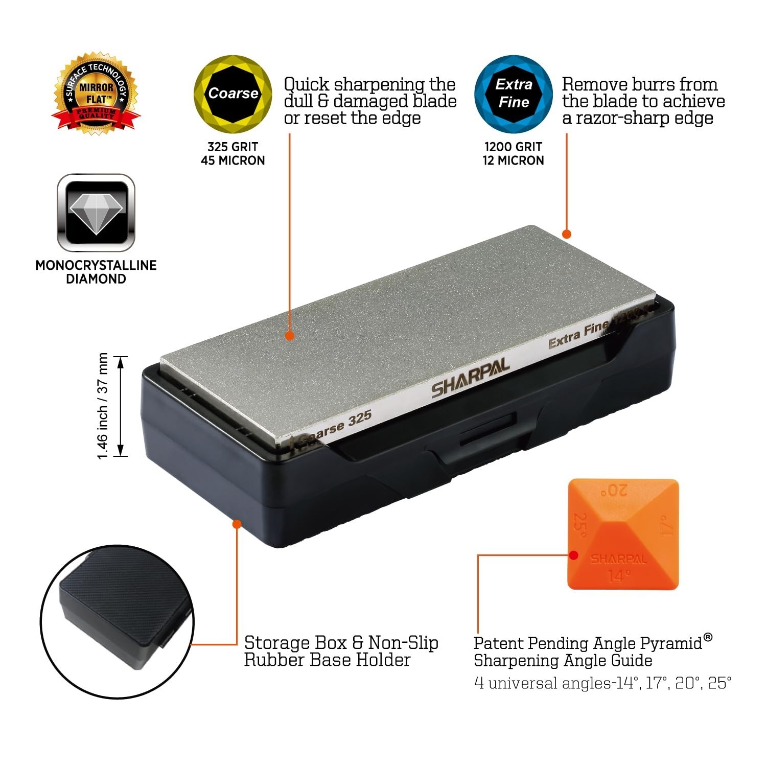 SHARPAL 156N Double-sided Diamond Sharpening Stone Whetstone Knife Sharpener ... gallery