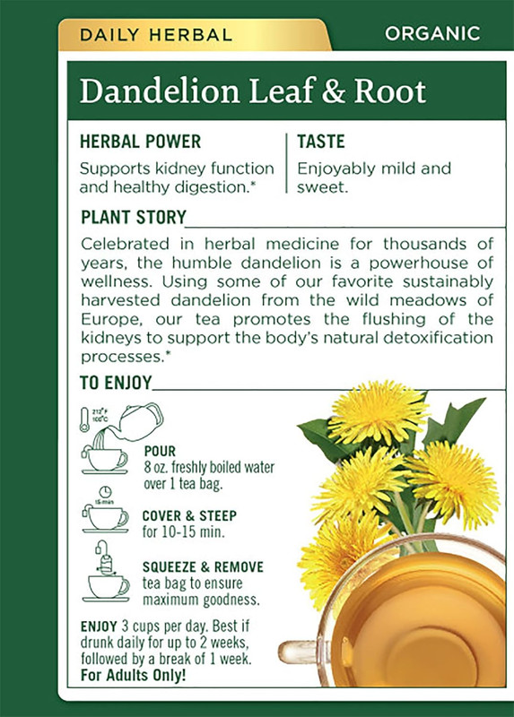Organic Dandelion Leaf & Root Herbal Tea, Supports Kidney Function & Healthy Dig gallery