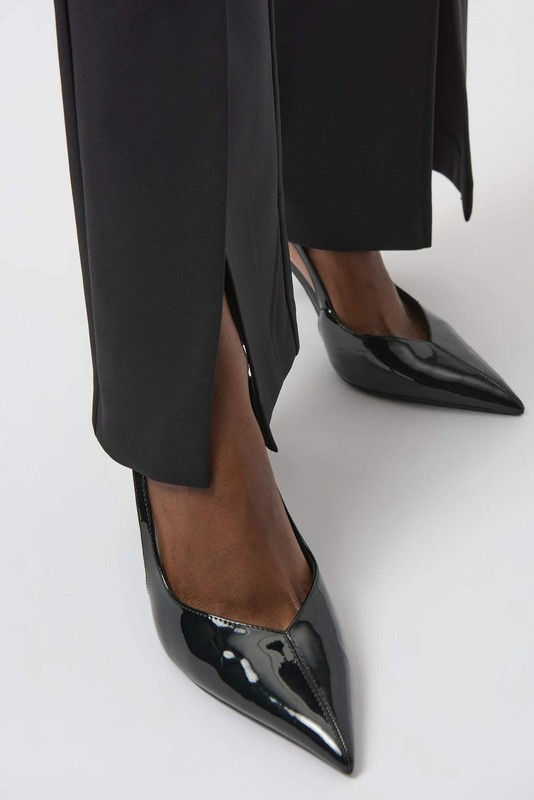 Joseph Ribkoff Black Split Front Twill Pull On Straight Pants 254102 gallery