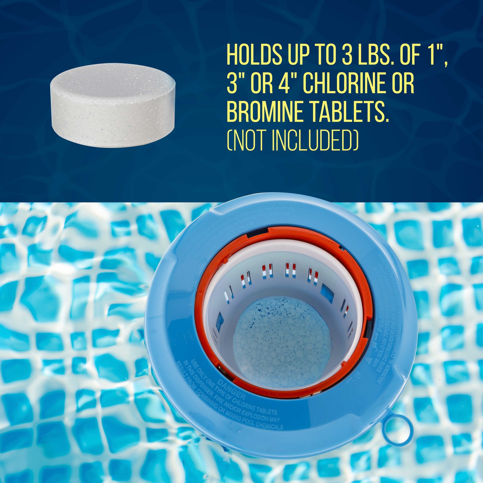 U.S. Pool Supply Floating Pool Chemical Dispenser Pop-Up Indicator 3" 4" Tablets gallery