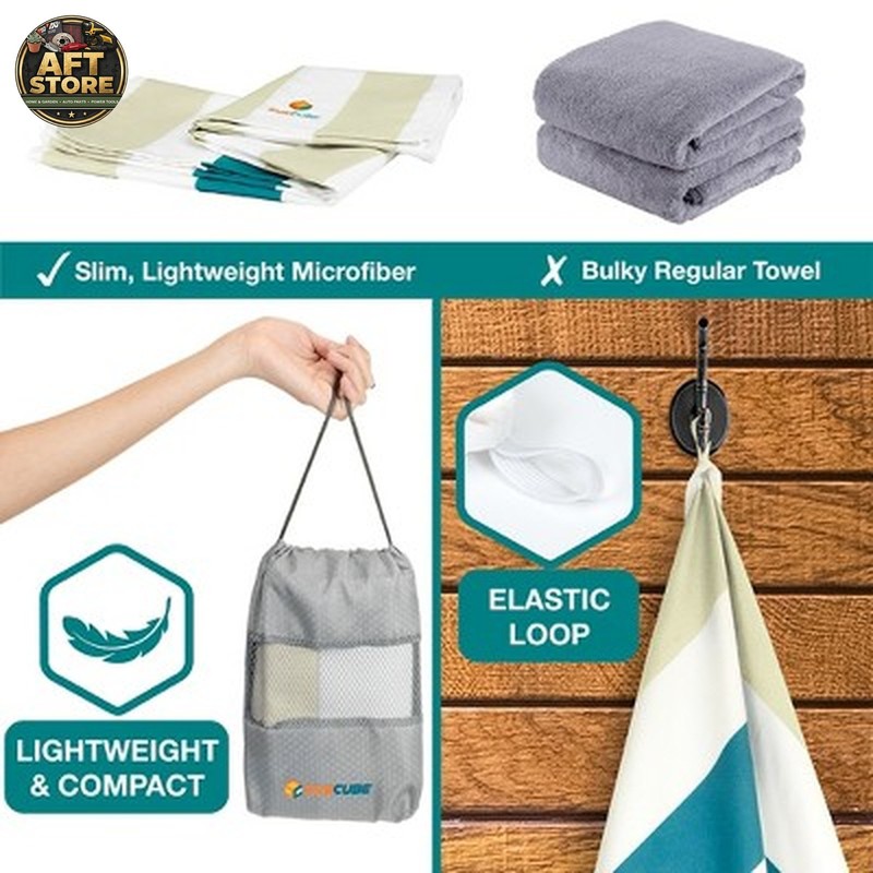 Sun Cube Microfiber Beach Towel - Quick Dry Sand Free 78"x35" Beige gallery