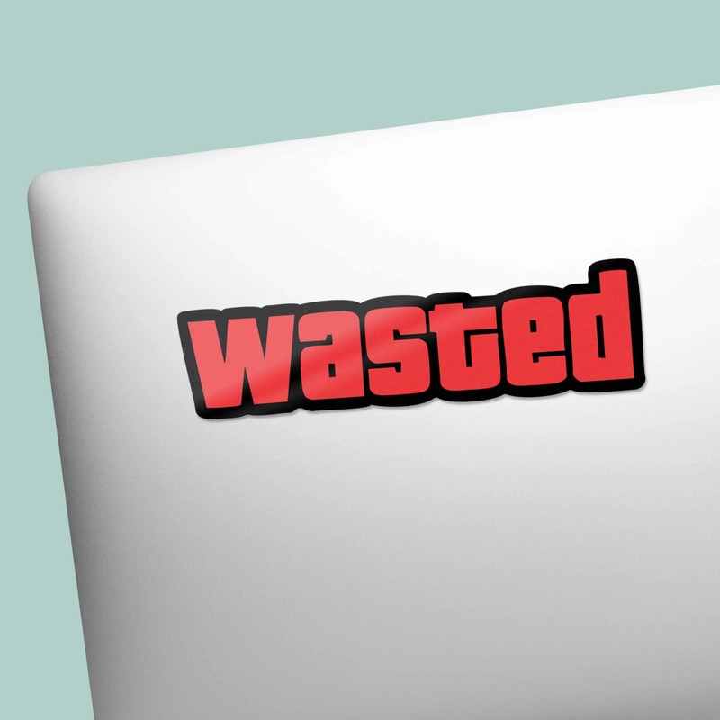 Wasted Funny Gaming Sticker gallery