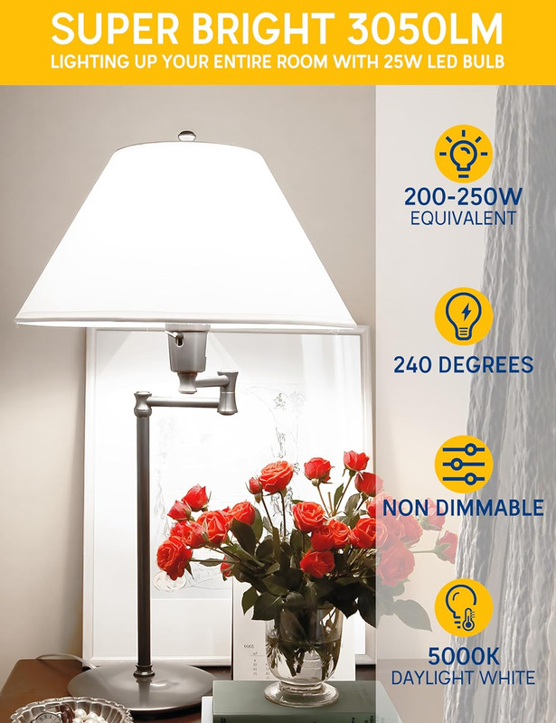 200-250 Watt Equivalent LED Light Bulb, A21 Super Bright LED Light Bulbs 25W, Hi gallery