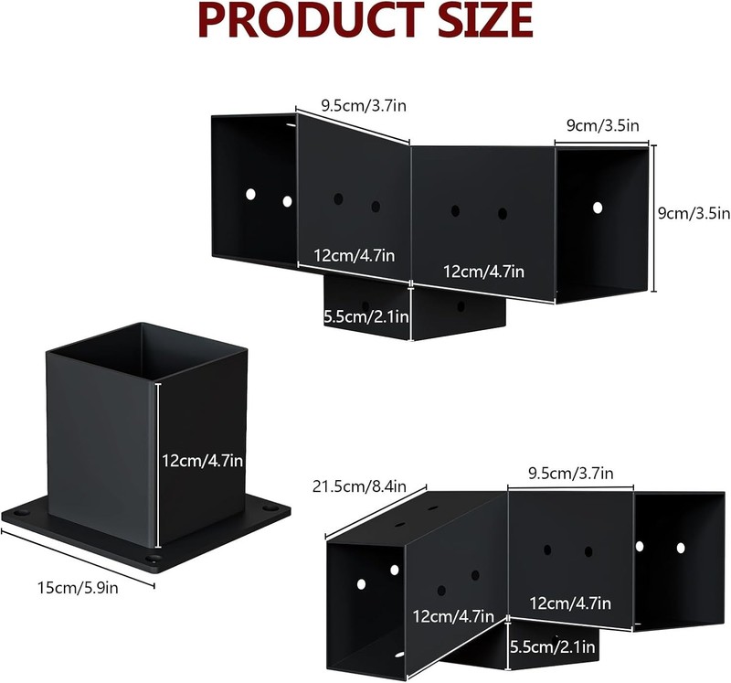 15° &75° Angled Pergola Brackets Kit, 3-Way Bracket with Post Base Kit for Log C gallery