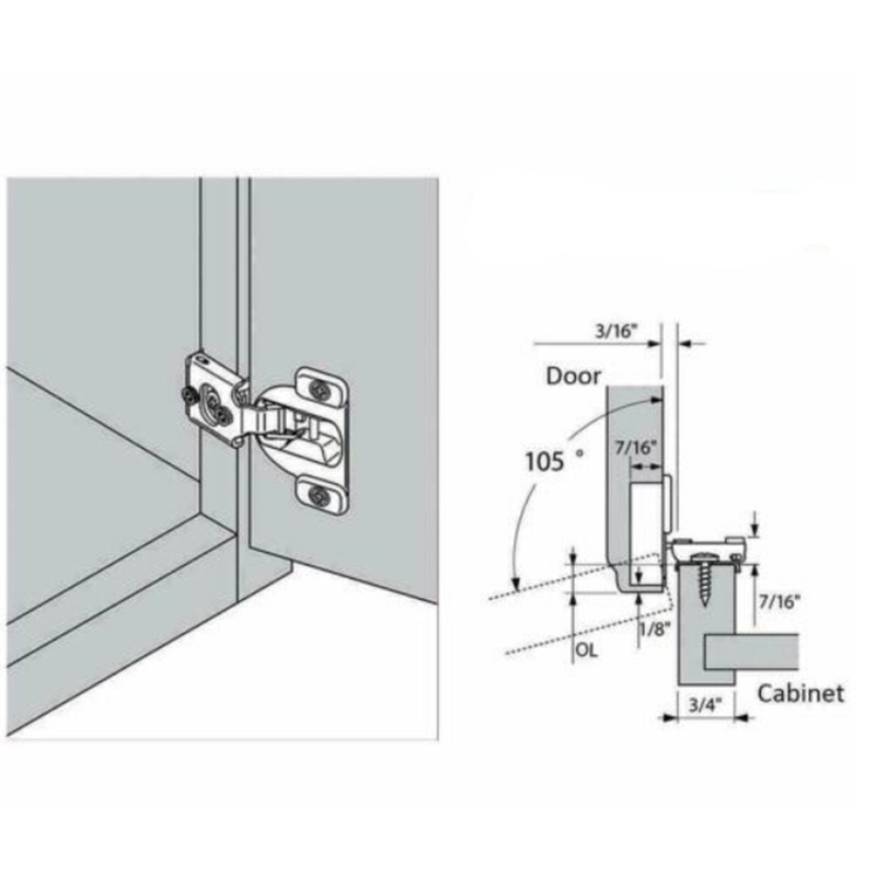 1-1/4" Overlay Soft Close Face Frame 105° Compact Cabinet Hinge Handware Lot gallery