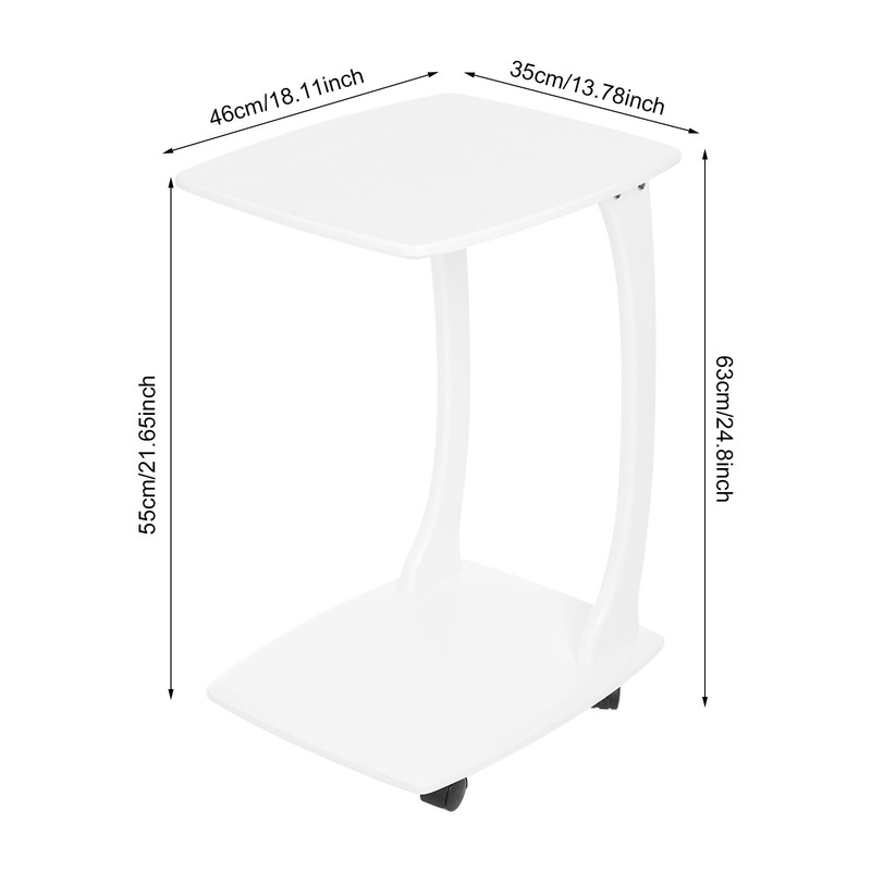 C-Shaped Side Table with Wheels Mobile End Table with Wood Frame Nightstand gallery