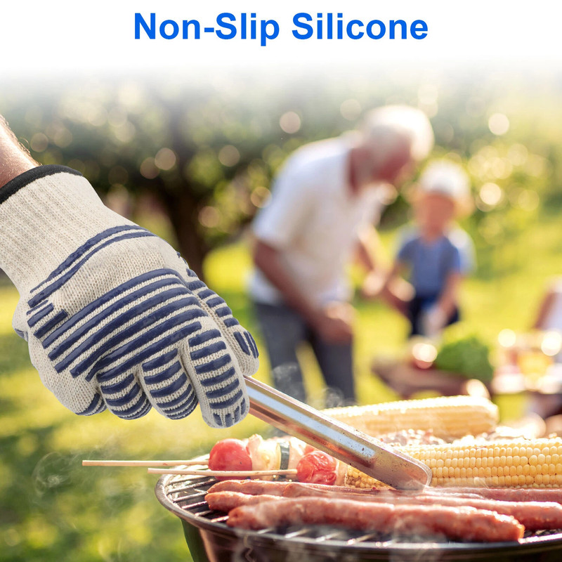 Heat Resistant BBQ Gloves, Silicone Non-Slip Kitchen Oven Mitts Grilling Gloves gallery