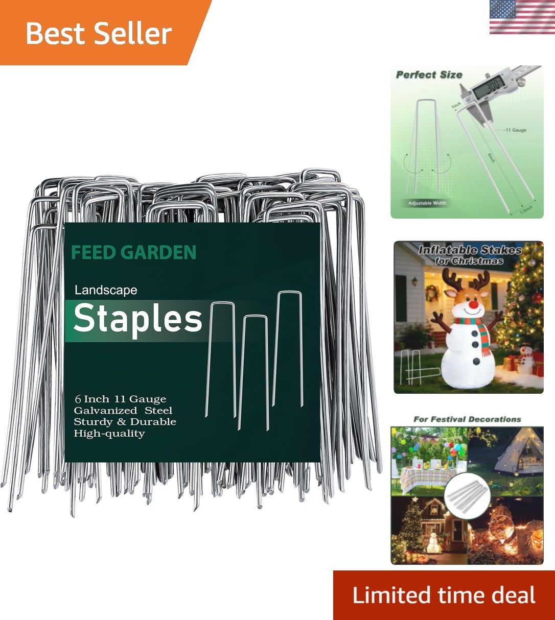 Heavy Duty 6 Inch 500 Pack Galvanized Landscape Staples for Garden Efficiency gallery
