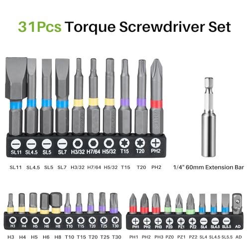 32Pcs Torque Screwdriver, 10-80In-lb Wrench Driver Set, 1/4" Drive Inch Pound gallery