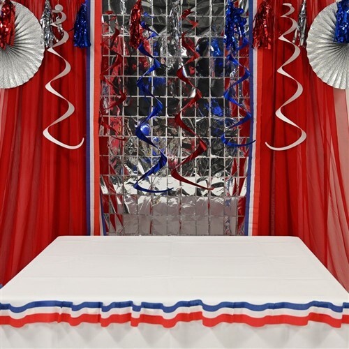 Red White and Blue Crepe Streamer 30 Foot Roll 2.5" x 30' Patriotic Decorations gallery