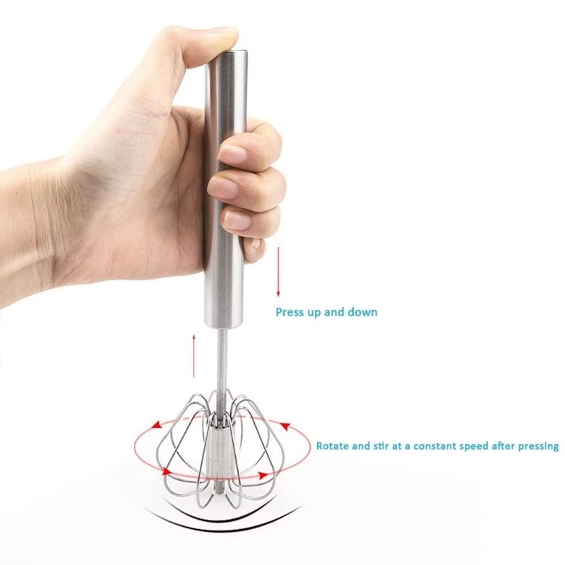Semi Automatic Mixer Whisk Egg Beater Stainless Steel Manual Hand Mixer Self gallery