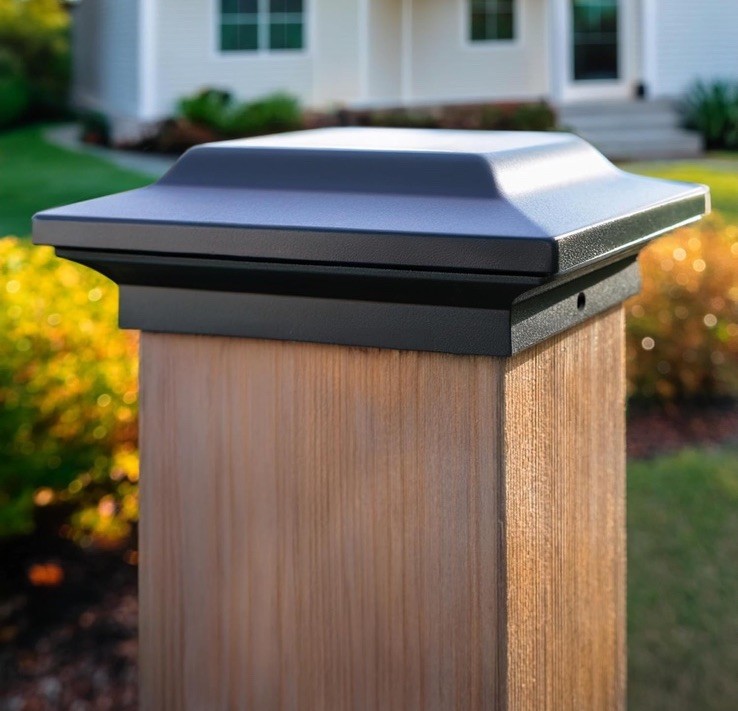 E-7. 4" x 4" Decorex Hardware Aluminium Pyramid Post Cap - Black gallery