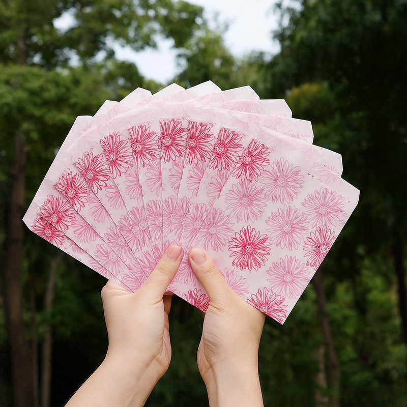 Pink Flower Pattern on White Decorative Bags for Cookies, Candy and Gifts gallery