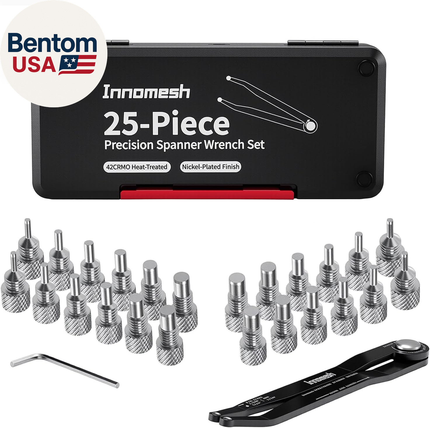 25 Piece Pin Spanner Wrench Set,42Crmo Heat-Treated,Nickel-Plated Finish,Adjusta gallery