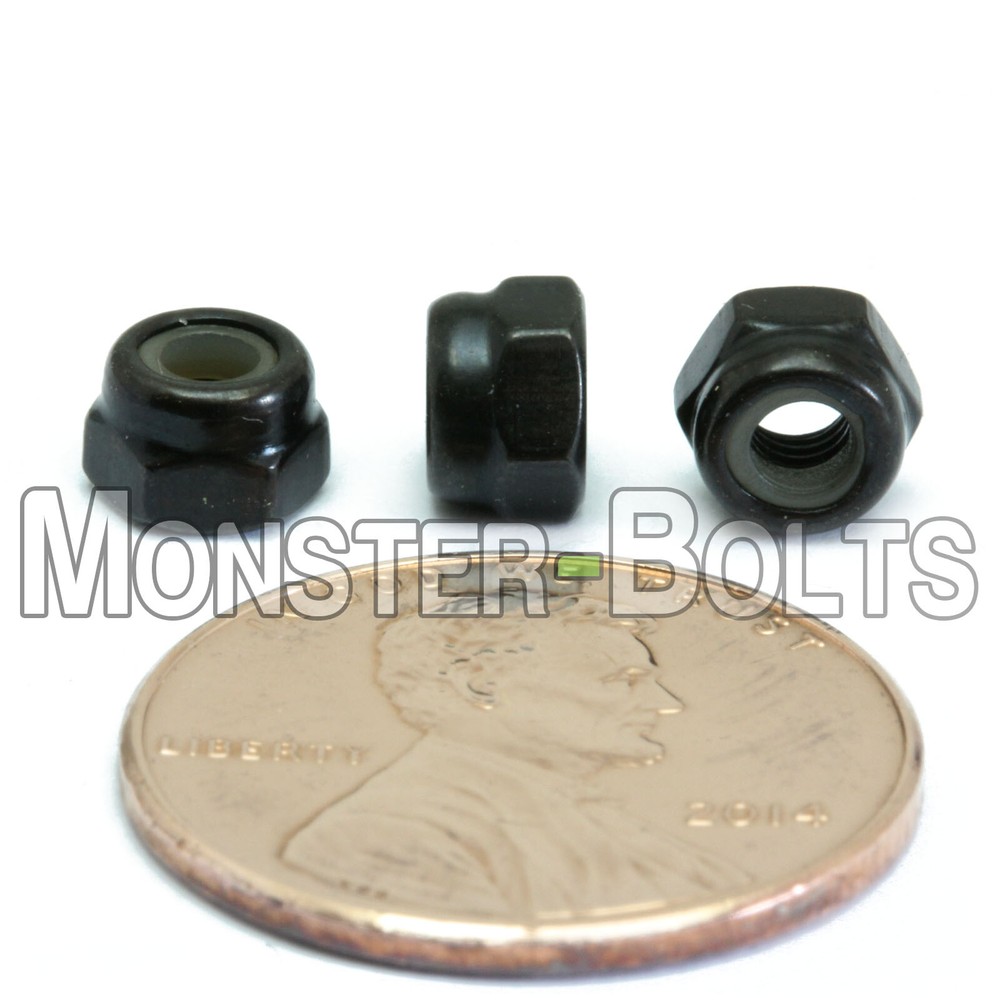 Bulk Qty - Nylon Insert Lock Nuts DIN 985 Steel, Black Oxide M3 M4 M5 M6 M8 M10