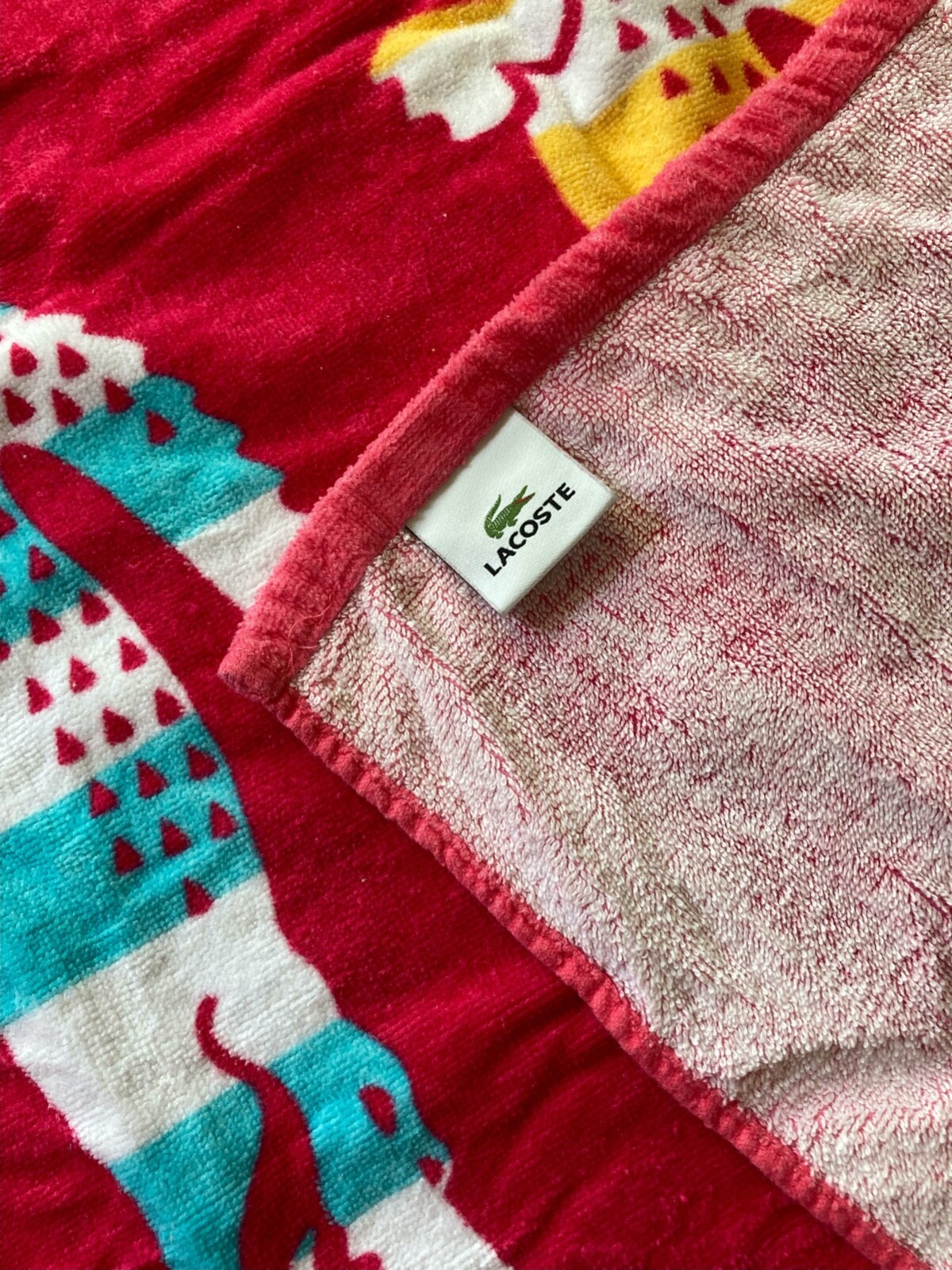 Lacoste Multi Color Beach Towel 7 Crocodile Stripe Logo 34" x 68” gallery