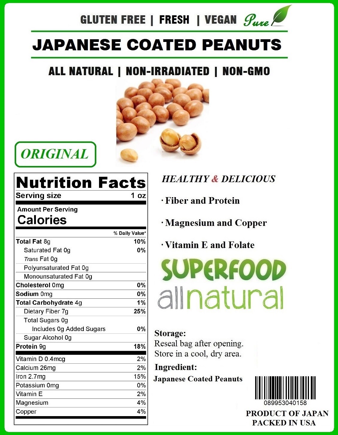 3 LB (48OZ) Japanese Peanuts Original Flavor Coated Peanuts Japones penuts,Fresh gallery