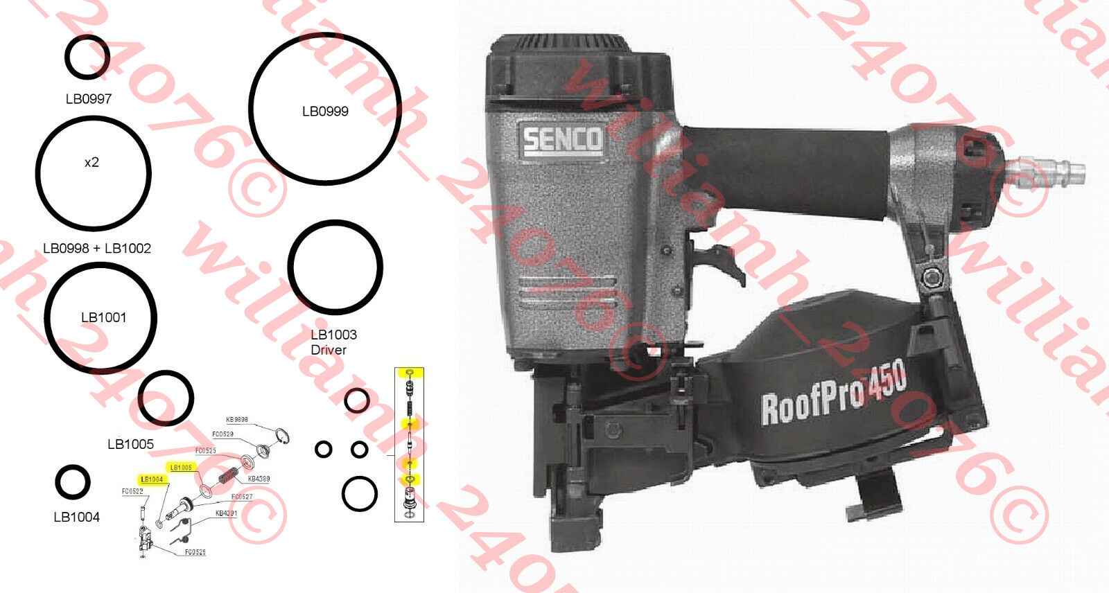 Senco RoofPro 450 O-ring rebuild kit gallery