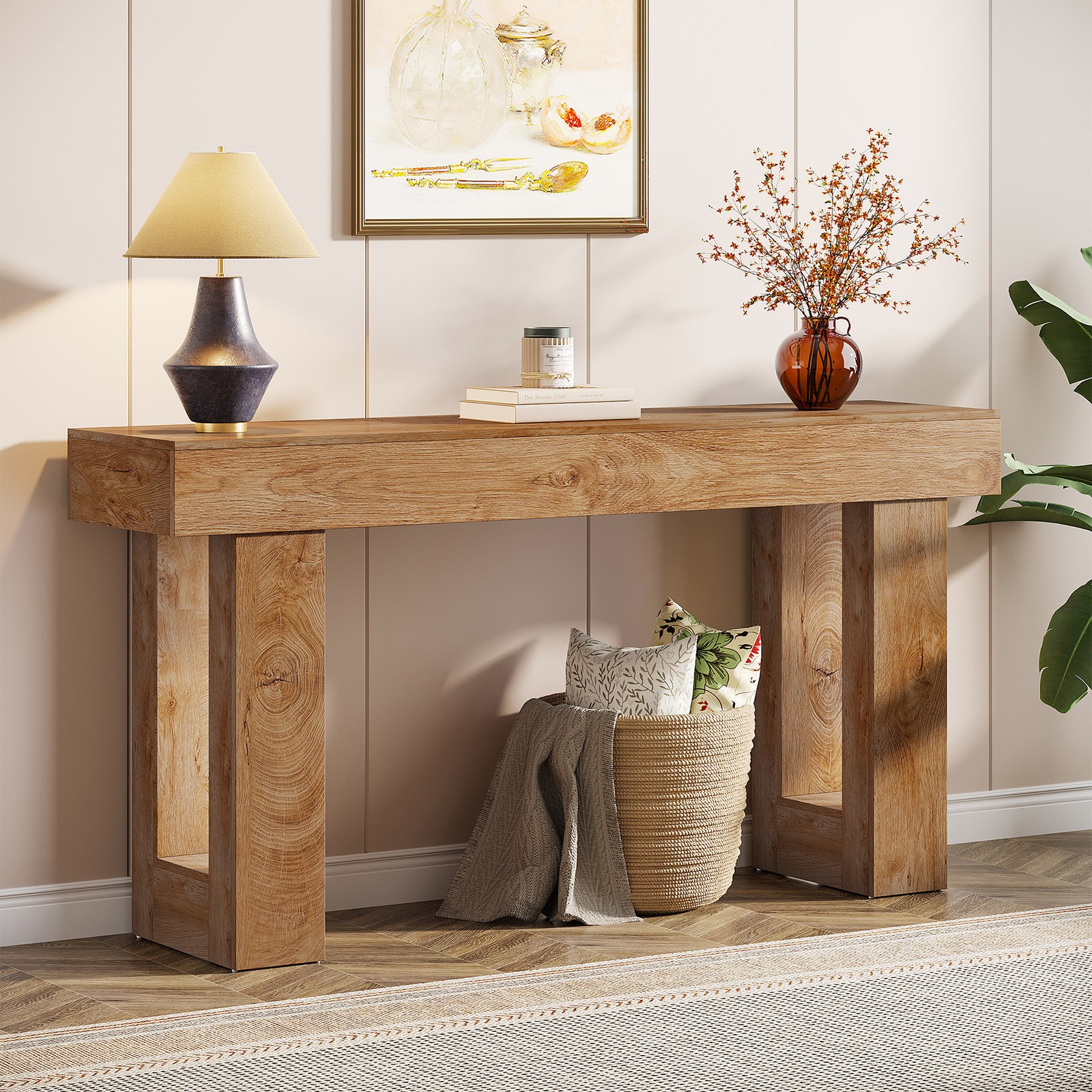 63'' Long Console Table, Farmhouse Wooden Entryway Sofa Table for Living Room gallery