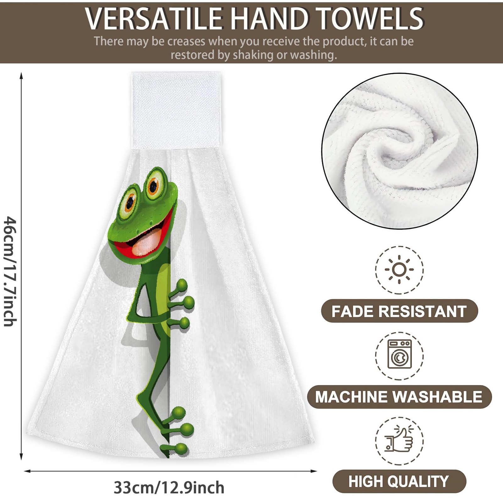 Happy Green Frog Hanging Kitchen Towels Hand Tie Towels Set of 2 PCS Dish Tow... gallery