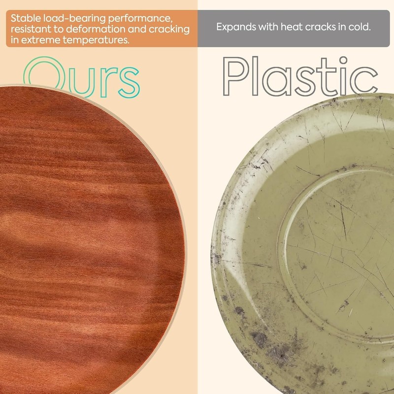 Multi-Purpose Round Serving Tray in Polished Acacia Wood - Effortless Cleanup gallery