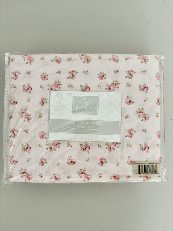 New Twin Sheet Pacific Coast Textiles Cavendish Royal Paisley BlushRose 3 Piece gallery