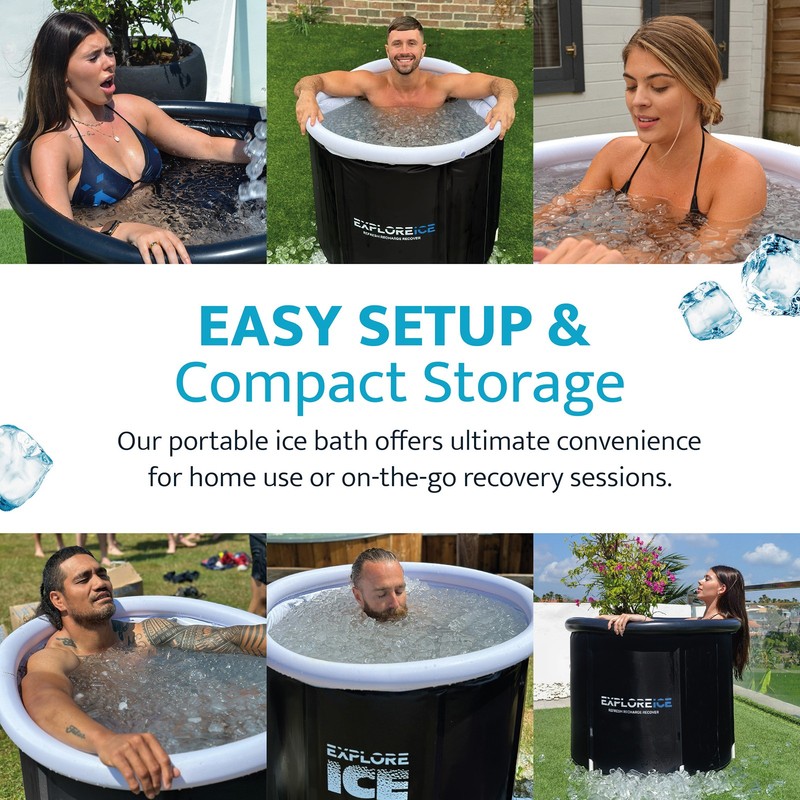 Explore Ice Bath Pro Max Extra Large Athlete Cold Plunge Bath Tub, Black/White gallery