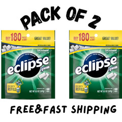 (2 PACK) Eclipse Spearmint Sugar Free Chewing Gum, Value Pack – 180 ct Bag