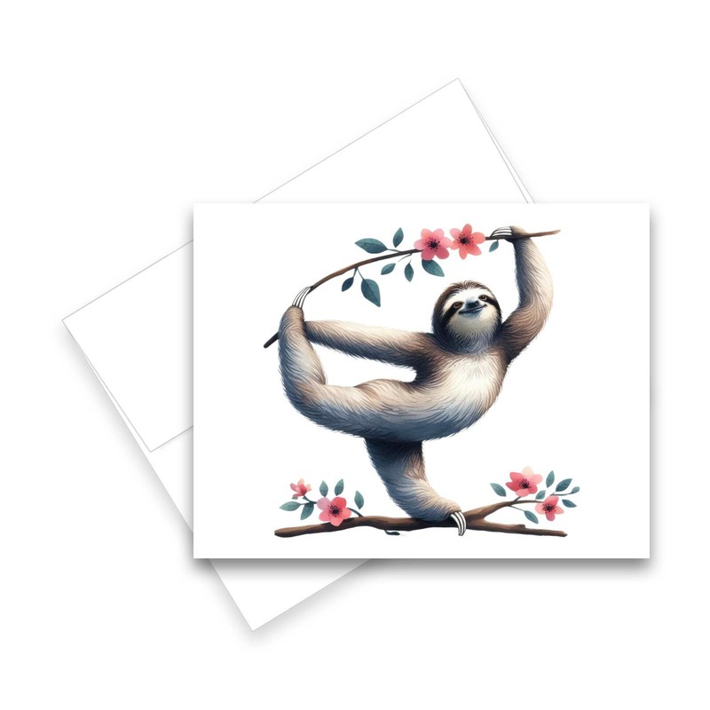 12 Assorted All Occasion Notecards Blank with Envelopes - YOGA SLOTH ( 2 of Each gallery