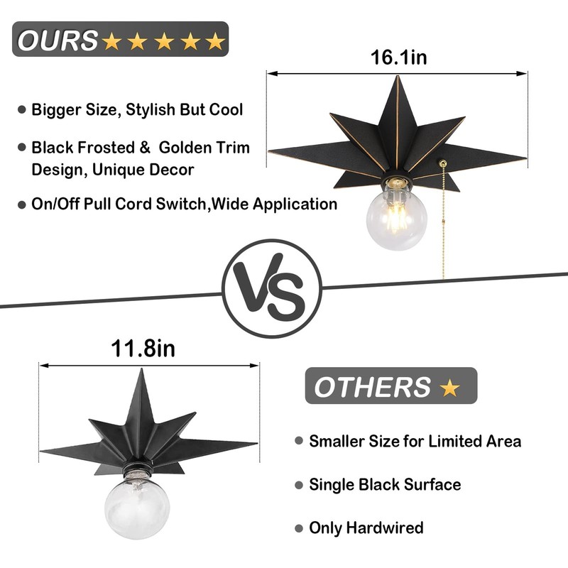 16 inch Flush Mount Ceiling Light with Pull Chain On/Off Switch, Industrial B... gallery