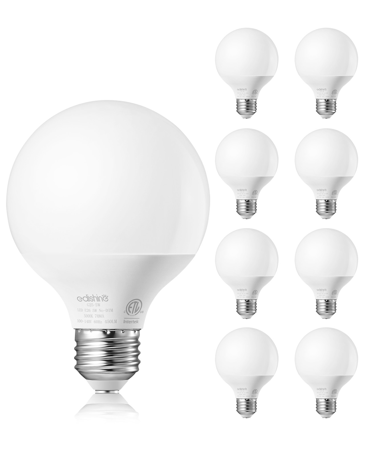 EDISHINE 8 Pack G25 LED Globe Light Bulbs Globe Light Bulbs Over Mirror, Makeup gallery