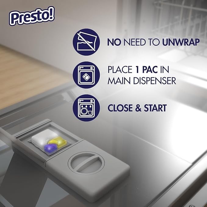Presto Triple Action Dishwasher Pacs Lemon Scent 90 Count Fresh Scent Power gallery