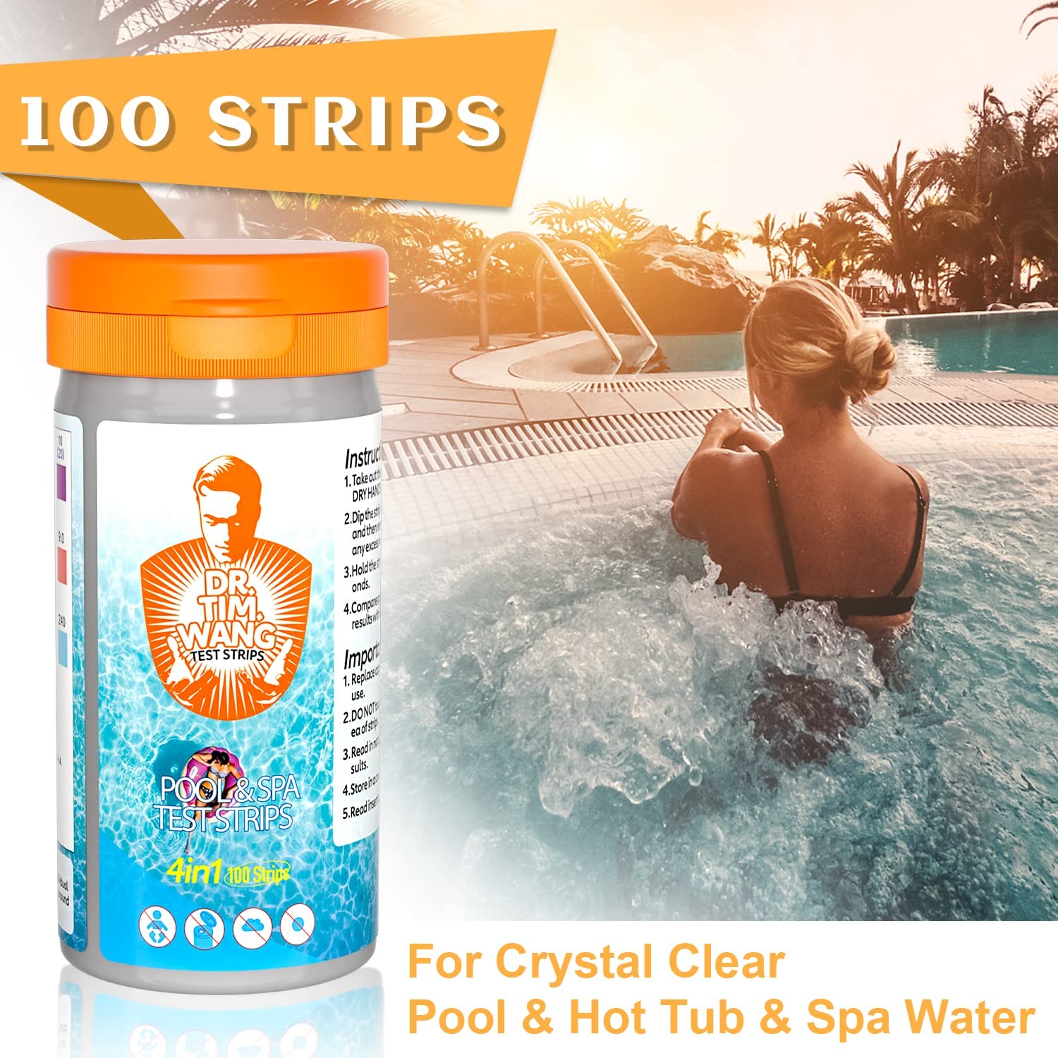 Dr.Tim.Wang Pool and Hot Tub Test Strips - Medical Grade Precision 4 in 1 Pool gallery
