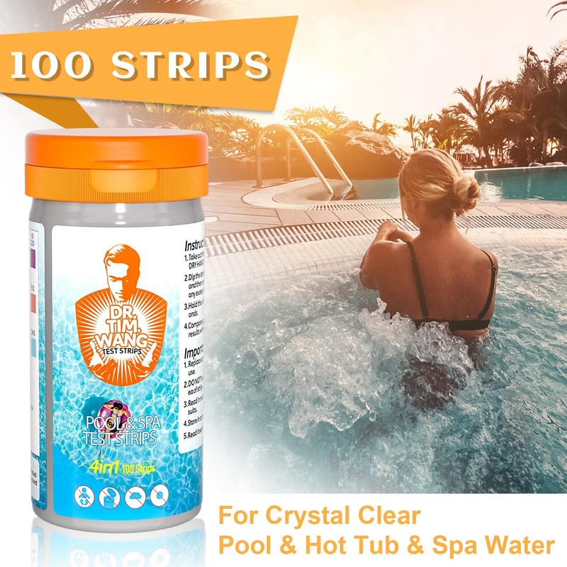Dr.Tim.Wang Pool and Hot Tub Test Strips - Medical Grade Precision 4 in 1 Pool gallery