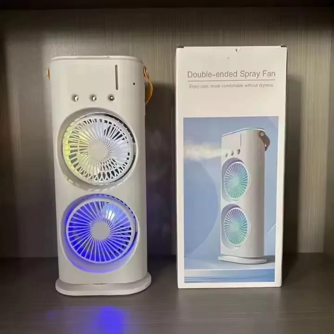 Mist Tower Fan w/ LED Rechargeable Dual-Head, 3 Speeds, Remote, Portable gallery