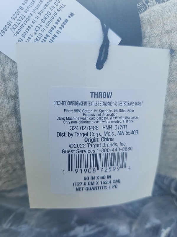 New Hearth & Hand Throw Blanket Gray with Cream Fringe gallery