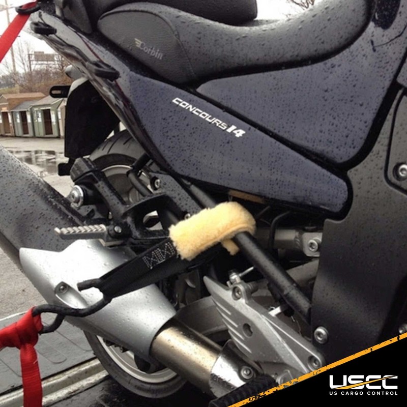 USCC Soft Motorcycle Handlebar Straps - w/Plush Wool Cover - 1" X 18" - Black gallery