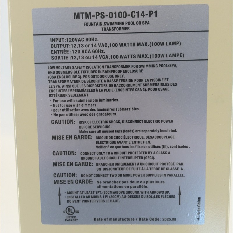 Multi Tap 100W Low Voltage Pool Light Transformer, 120V AC to 12V/13V/14V AC gallery