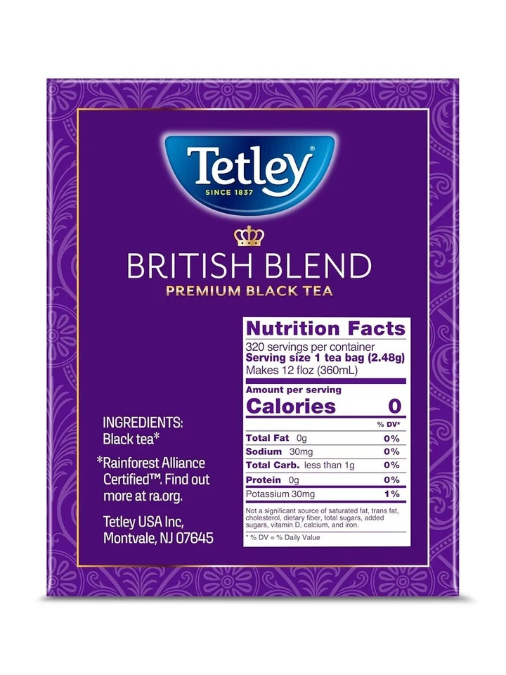 Tetley British Blend Premium Black Tea, 320 Tea Bags, Rainforest Alliance Certif gallery